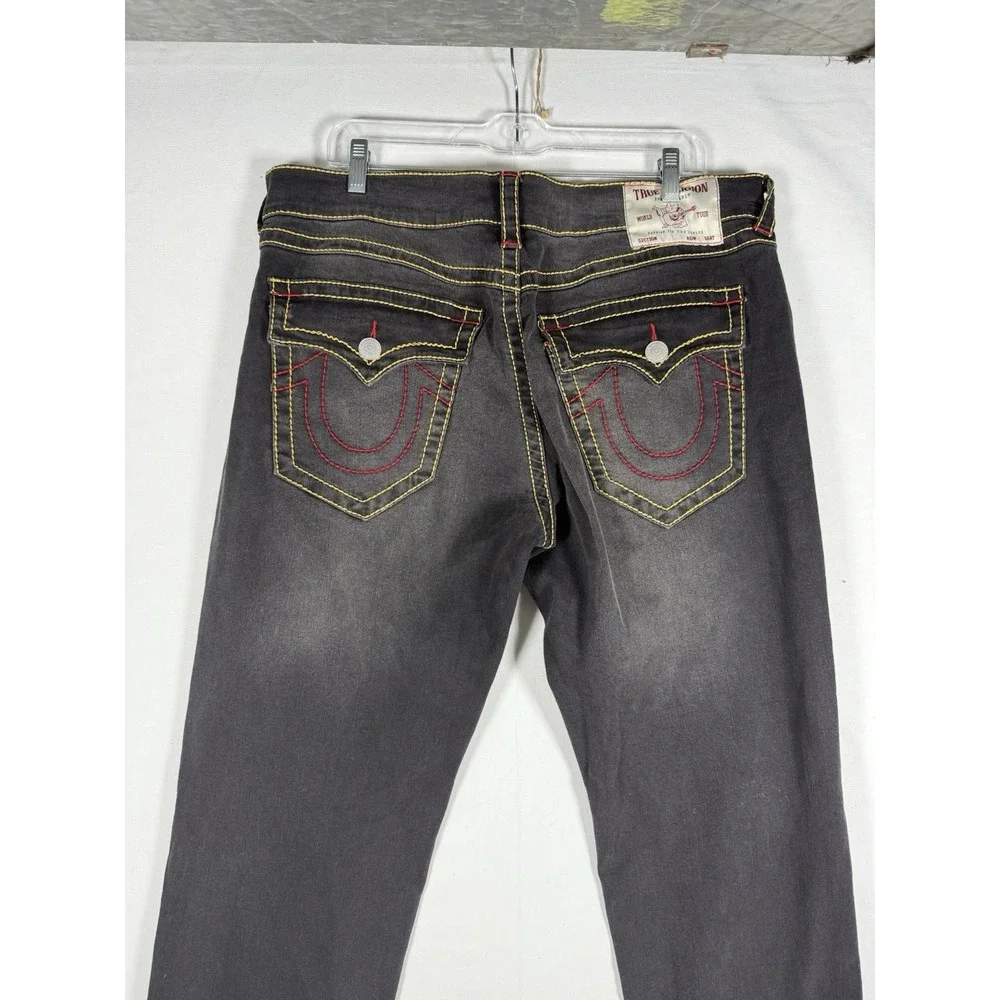 True Religion Geno Big T Flap Relaxed Slim Stretch Jeans Mens 36x32 Black